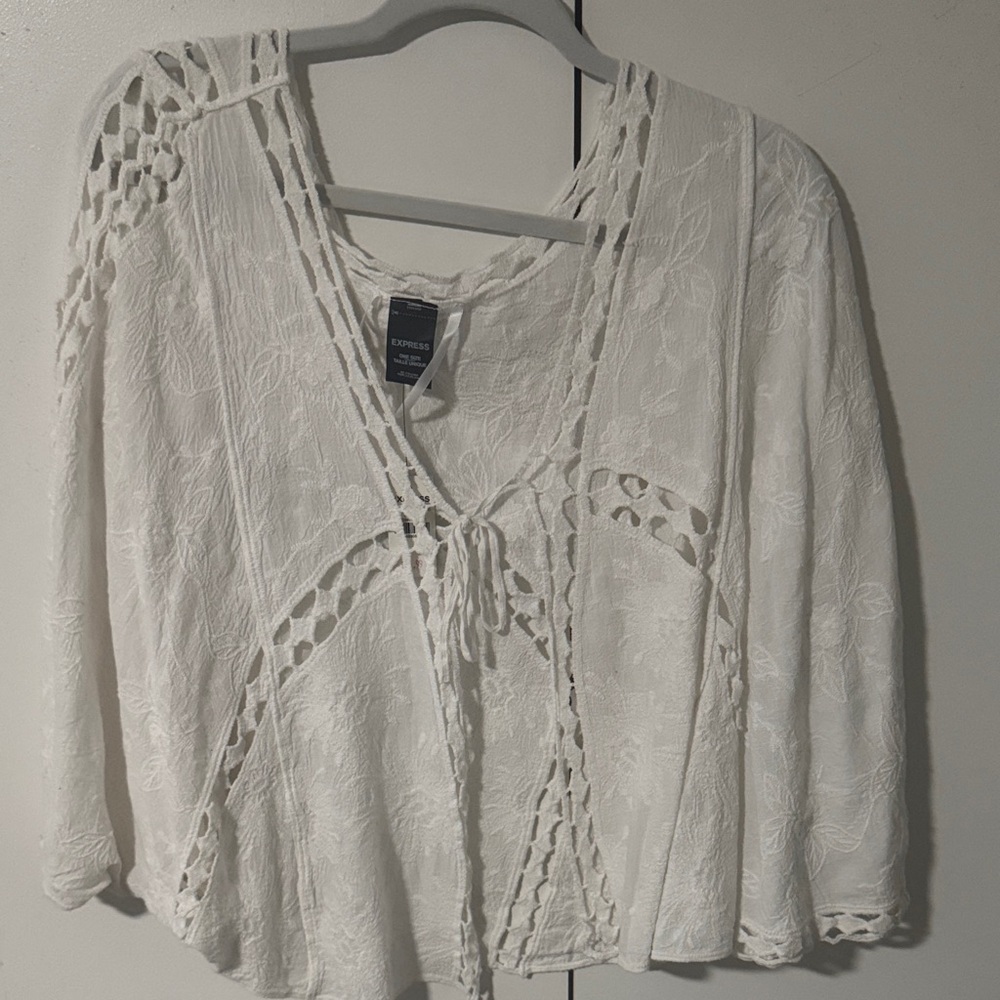 Express Ivory Lace Cardigan